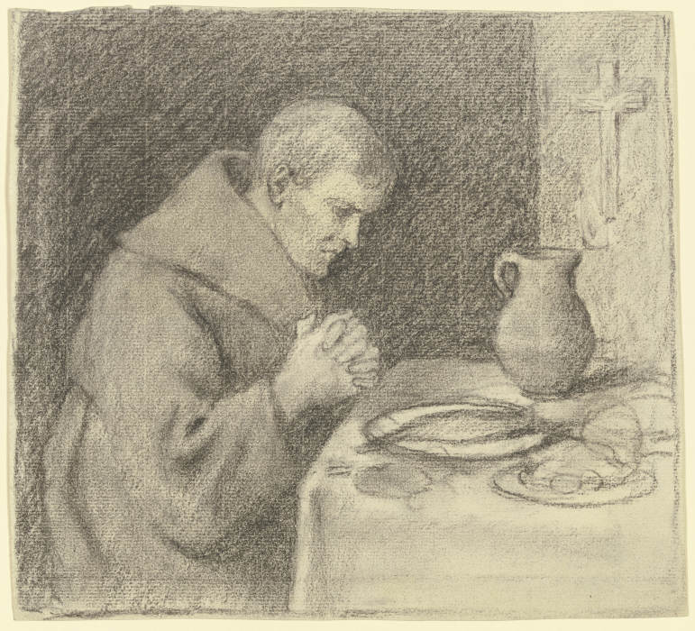 Mönch beim Tischgebet von Otto Scholderer