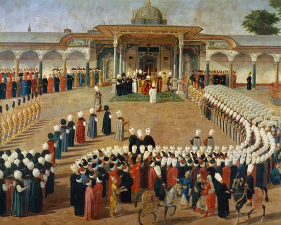 Reception at the Court of Sultan Selim III (1761-1807) at the Topkapi Palace von Ottoman School