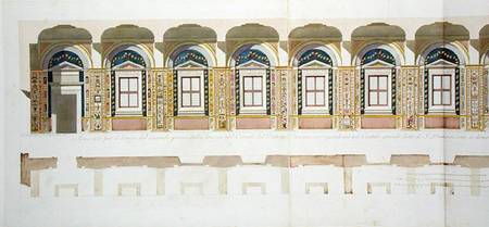 Vertical section of the second floor of the Raphael Loggia at the Vatican, from 'Delle Loggie di Raf von P. Savorelli