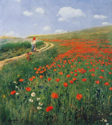 Sommerlandschaft mit blühendem Mohn 1902