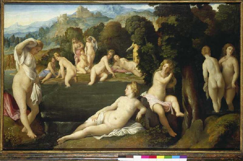 Diana entdeckt den Fehltritt der Callisto. von Palma il Vecchio (eigentl. Jacopo Negretti)