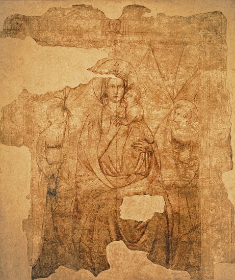 Madonna and Child Enthroned, drawing for a fresco (sinopia on paper) von Paolo di Stefano Badaloni Schiavo