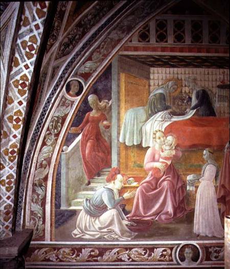 The Birth of the Virgin, detail from the fresco cycle of The Lives of the Virgin and St. Stephen, fr von Paolo Uccello