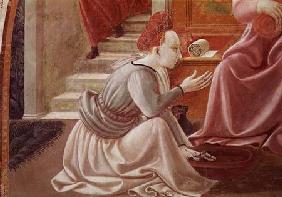 The Birth of the Virgin, detail of a seated maid servant from the fresco cycle of the Lives of the V 1433-34