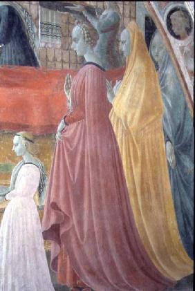The Nativity of the Virgin, detail depicting the Women of the Donor family, from The Chapel of the A 1433-34