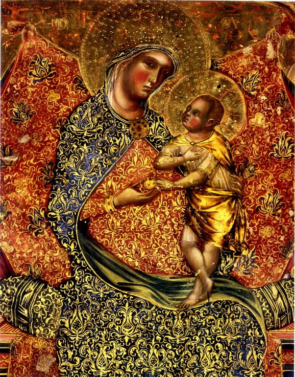 Thronende Madonna mit Kind und zwei Engel von Paolo Veneziano
