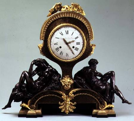 Mantel clock with figures of Day and Night von Paris Jean Andre Lepaute