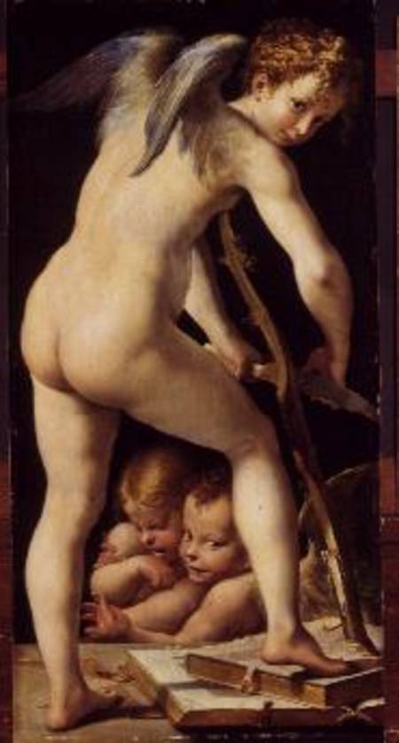 Cupid Carving a Bow von Parmigianino