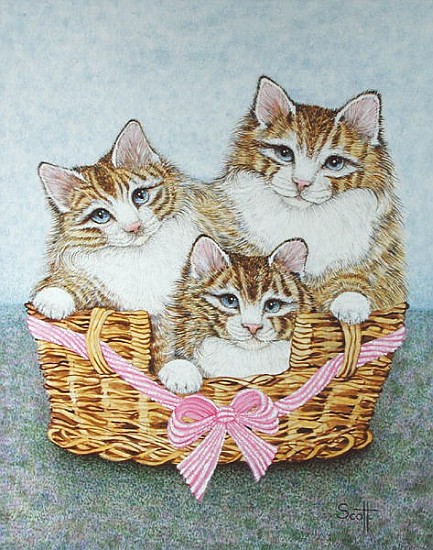 Sister Kittens (oil on canvas)  von Pat  Scott