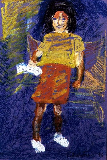 Just Hayley, 1996 (oil & pastel on paper)  von Patricia  Espir