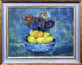 Fruit and Flowers, 1997 (oil on canvas) 
