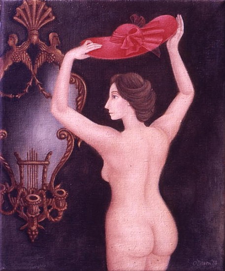 The Red Hat (oil on canvas)  von Patricia  O'Brien
