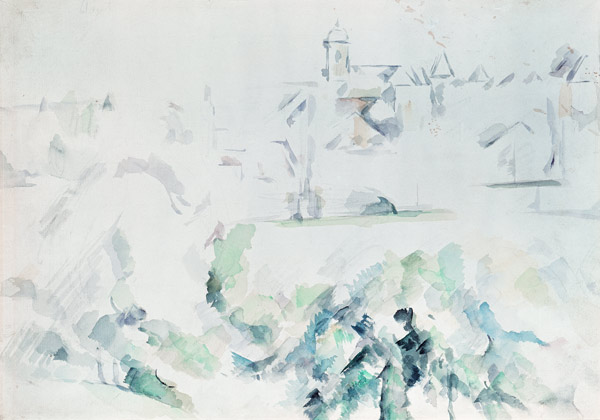 Kirche und Bäume von Paul Cézanne