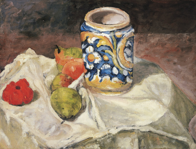 Still life with Italian earthenware jar von Paul Cézanne