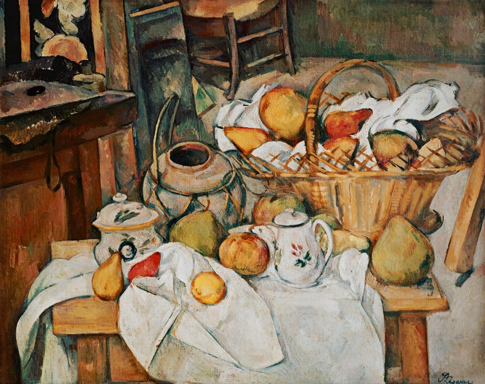 Stillleben mit Obstkorb. von Paul Cézanne