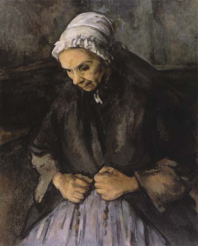 Alte Frau mit Rosenkranz. von Paul Cézanne