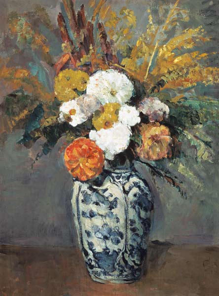 Dahlienstrauss in Porzellanvase von Paul Cézanne