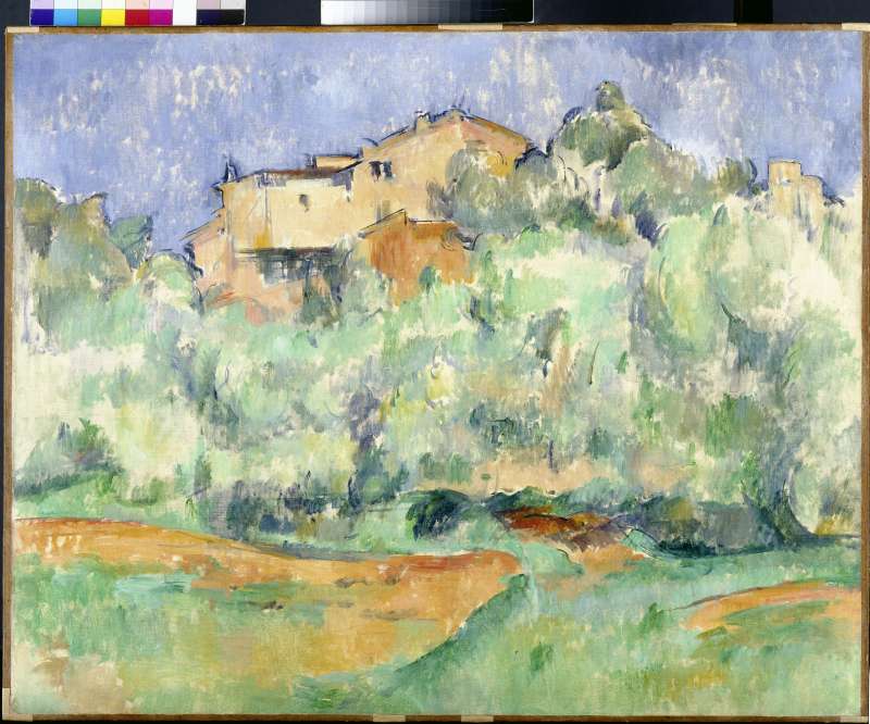 Haus auf bewaldeter Anhöhe mit Taubenschlag (Maison de Bellevue et pigeonnier) von Paul Cézanne