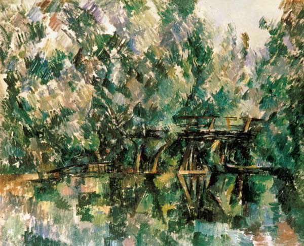Holzsteg über einem Back von Paul Cézanne