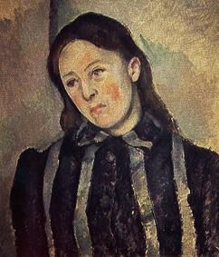 Madame Cézanne in gestreifter Bluse von Paul Cézanne