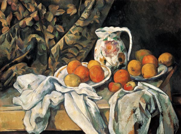 Stilleben mit Vorhang von Paul Cézanne
