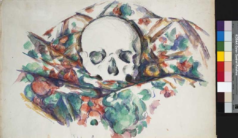 Schädel auf einem Tuch von Paul Cézanne