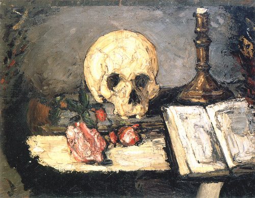 Schädel und Kerzenleuchter von Paul Cézanne