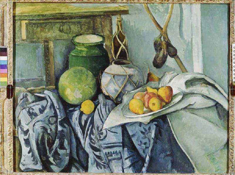 Stillleben mit Ingwertopf und Auberginen von Paul Cézanne