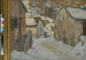 Dorfstraße im Winter Um 1908/13