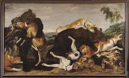 Bear Hunt or, Battle Between Dogs and Bears von Paul de Vos
