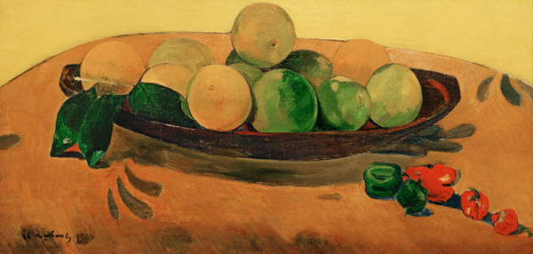 Exotic Fruits and Peppers on a Plate von Paul Gauguin