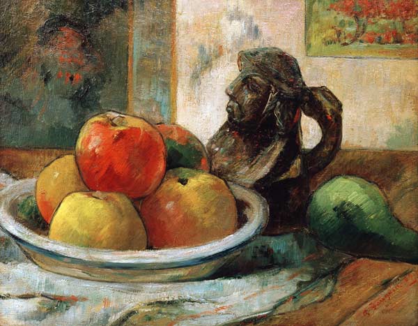 Stilleben mit Äpfeln, einer Birne und einem Krug von Paul Gauguin