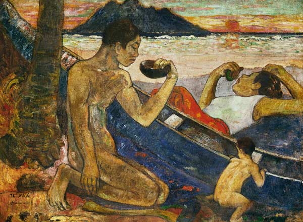 A Canoe (Tahitian Family) von Paul Gauguin