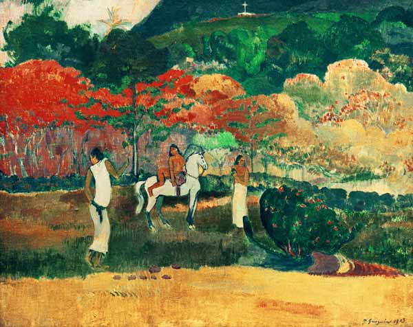 Frauen mit weißem Pferd von Paul Gauguin
