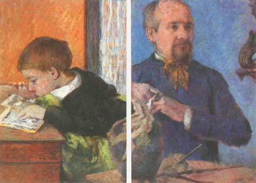 Der Bildhauer Aubé mit seinem Sohn von Paul Gauguin