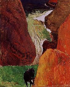 Boot zwischen Klippen von Paul Gauguin
