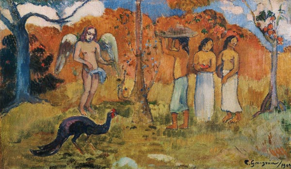 Drei Frauen und ein Engel von Paul Gauguin