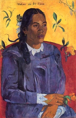 Die Frau mit der Blume von Paul Gauguin