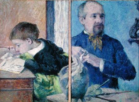 Portrait of Jean Paul Aube (1837-1916) and his son von Paul Gauguin