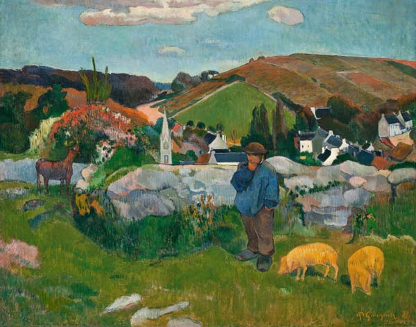 Landschaft in der Bretagne (Schweinehirt) von Paul Gauguin