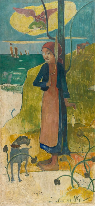 Spinnendes bretonisches Mädchen von Paul Gauguin