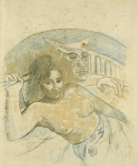 Tahitische Frau mit bösen Geist von Paul Gauguin