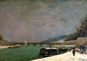 Winter an der Seine in Paris mit Pont d'Iéna 1875