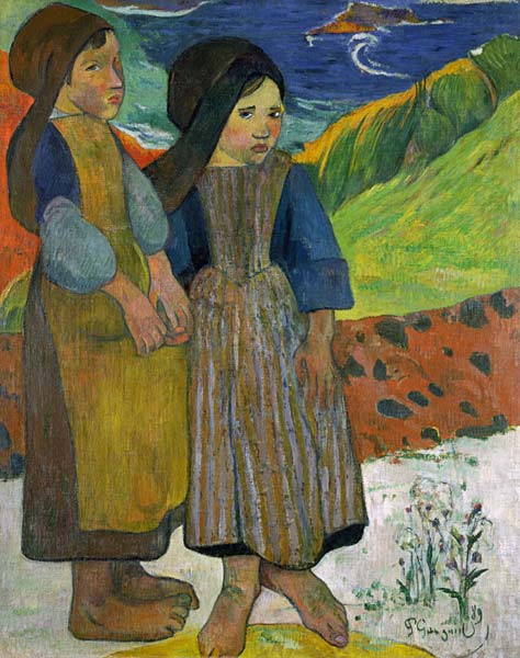 Two Breton Girls by the Sea von Paul Gauguin
