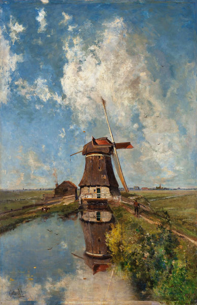 Windmühle an einem Polder, auch: 'Im Monat Juli' von Paul Joseph Constantin Gabriel