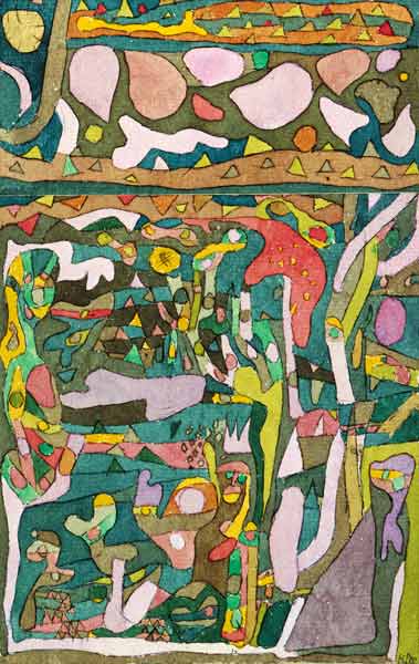 Die Sonne, welche die Welt der Farben schon vorfindet, komplizierte Komp. von Paul Klee