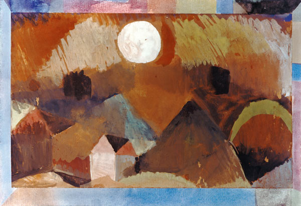 Landschaft in rot mit dem weißen Gestirn von Paul Klee
