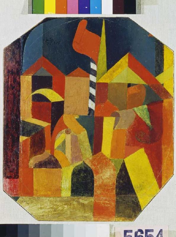 Architektur mit der roten Fahne von Paul Klee