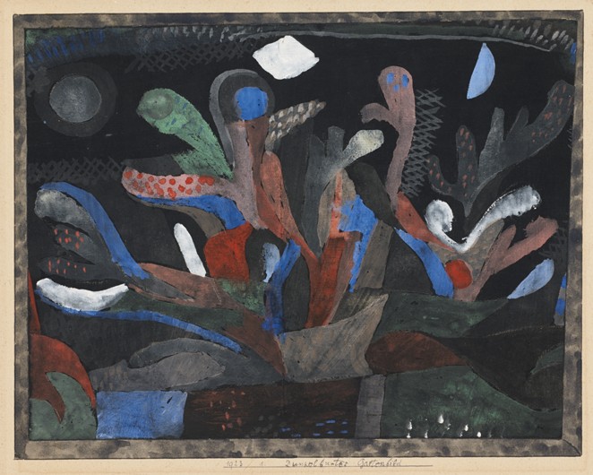 Dunkelbuntes Gartenbild von Paul Klee