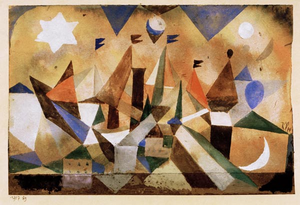 Segelschiffe, den Sturm abwartend, von Paul Klee